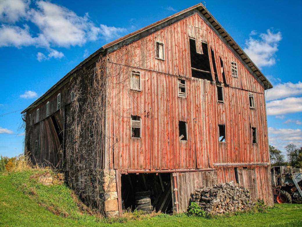 Weathered timber barn used for farm storage